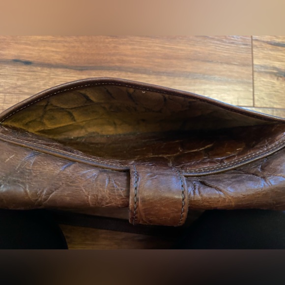 VTG RARE Dooney & Bourke Crossbody Bag Brown Leather Alligator Croc Embossed USA - Picture 12 of 16